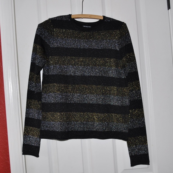 New WWW Metallic Stripe Crew Pullover Sweater [D2] - Picture 4 of 8